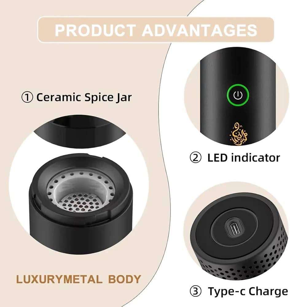 LumaHome Portable Electric Bakhoor Burner detail view
